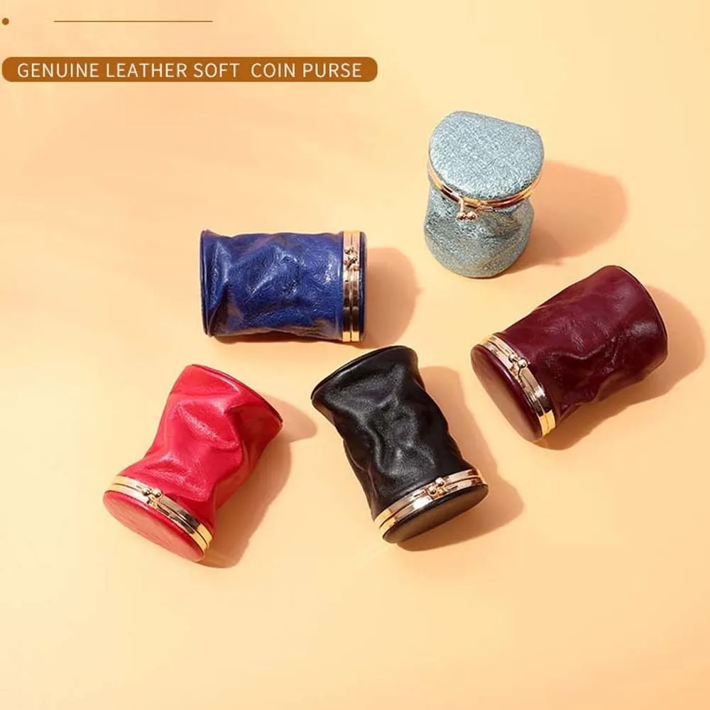 

Mini Money Bag Portable Kiss Lock Coin Purse Exquisite Pouch Leather Jewelry Bag Simple Classic Small Item Bag Woman Girls