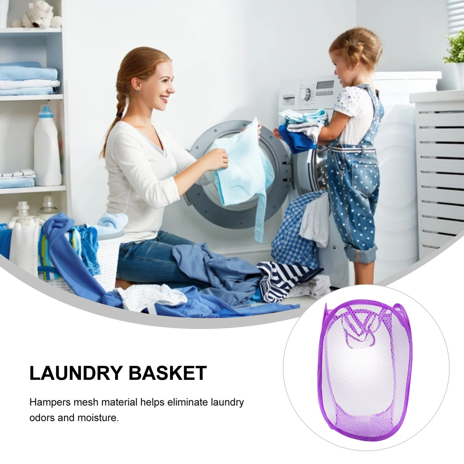 Laundry Basket Large Storage Hamper Pop-up Dirty Clothes Popularity Toy Bins Baby images - 6