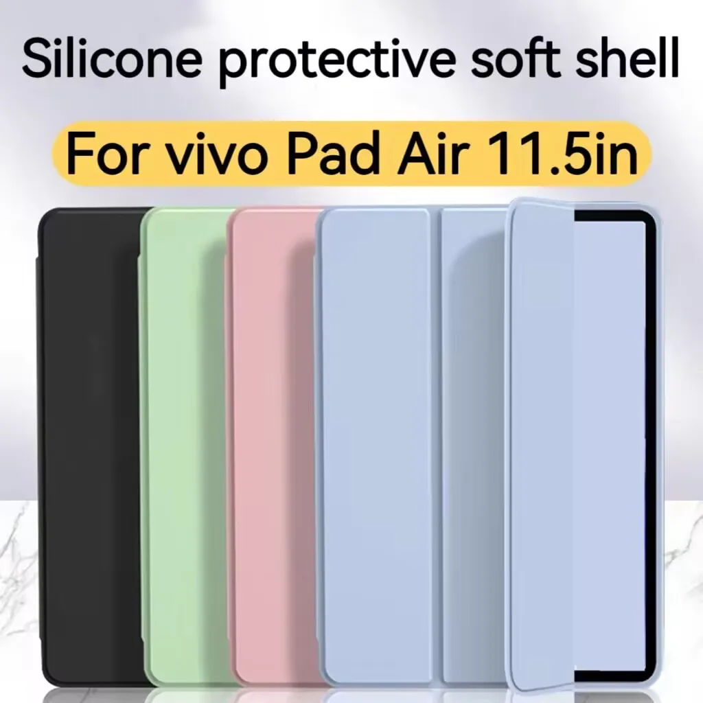 For vivo Pad Air 11.5in protective case Smart tablet silicone sleep trifold bracket PU protective case