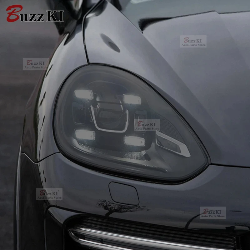Folia ochronna na reflektory samochodowe Porsche Cayenne 958 2011-obecnie GTS Turbo, naklejka TPU w kolorze czarnym, przeciwmgielna, chroniąca przed zarysowaniami.