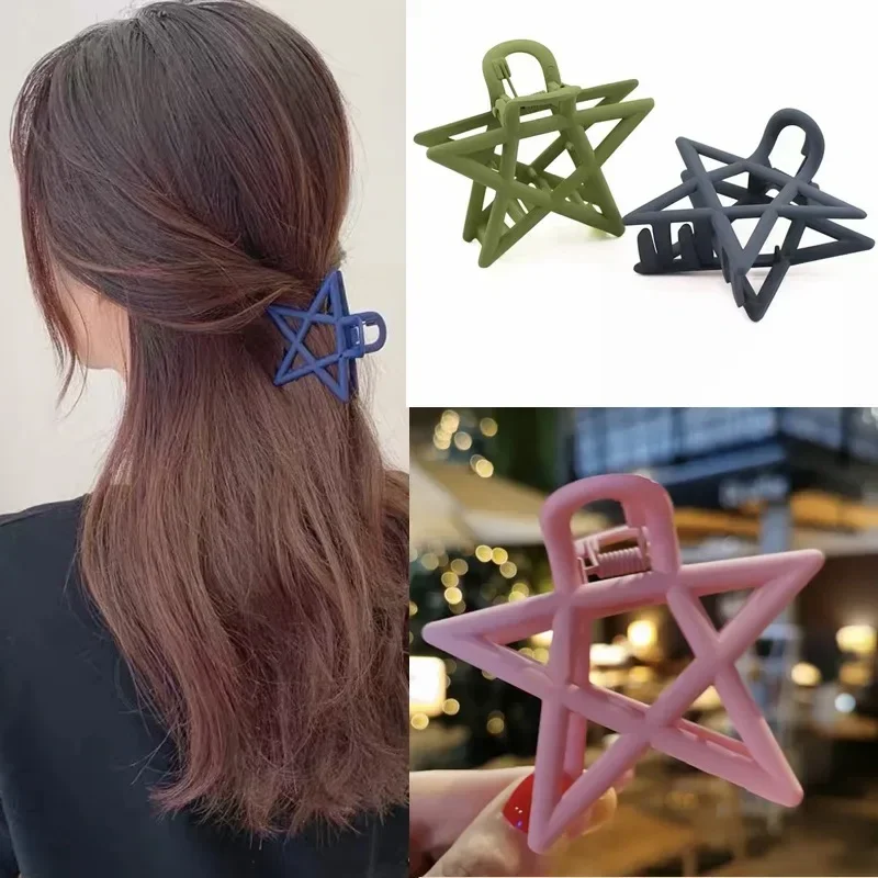 Summer Fashion Simple Large Five-pointed Star Hair Claw Clips Scrub Bath Hairpin Hair Accessories for Women Headdress