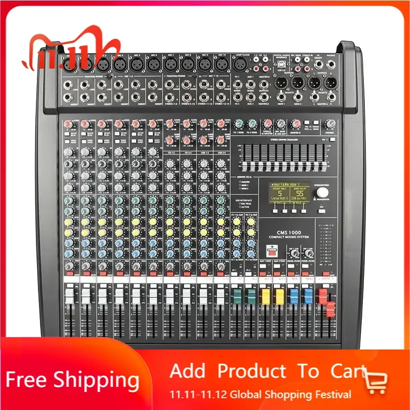 

CMS1000-3/CMS1600 Profissional Audio Mixer with Cover Sound Console Compact Mixing System Effect Processor for Performance Stage