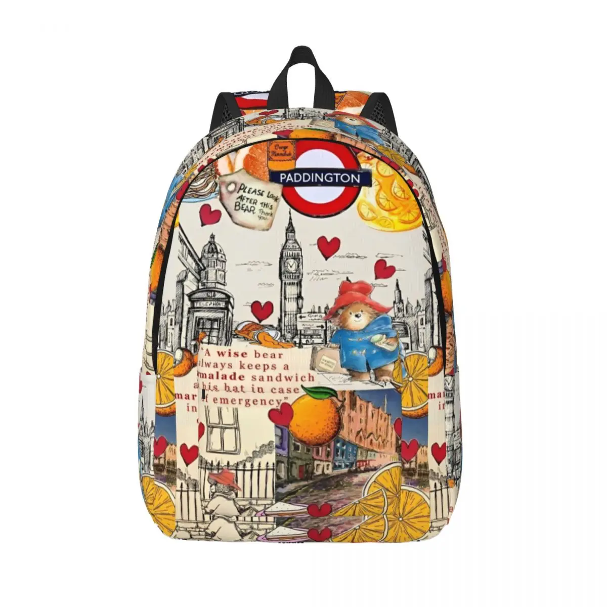 Britain Paddington Brown Bear Backpack Men Women Casual Business Daypack Cute Movie Cartoon Laptop Computer Shoulder Bag Outdoor