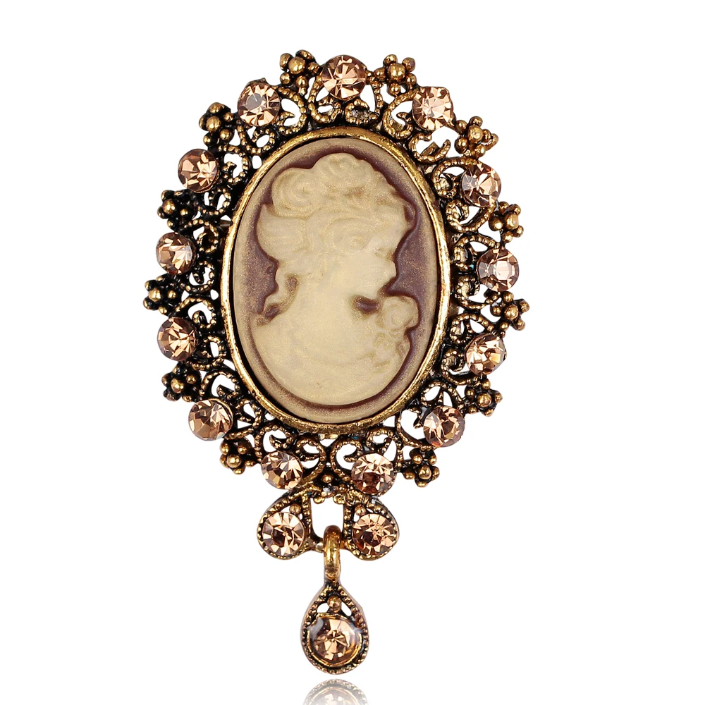 Elegant Style Vintage Victorian Design Queen\'s Cameo Antique Wedding Beauty Brooch Pin Jewelry Gift