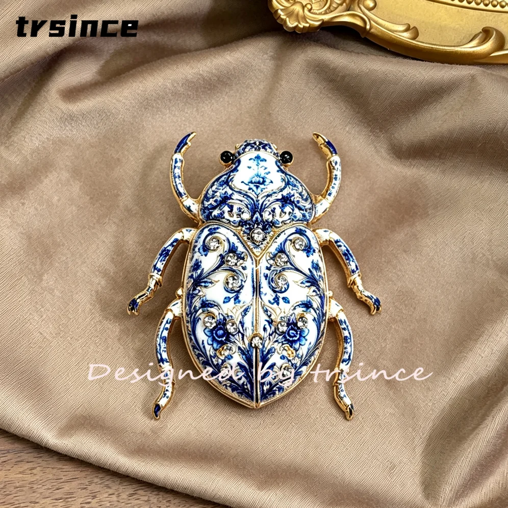 Retro bemalte Emaille-Käferbrosche, glänzende Strass-Insektenbrosche, Damenbekleidungsdekoration, Broschen, Geburtstags- und Muttertagsgeschenk für sie – Detail 6