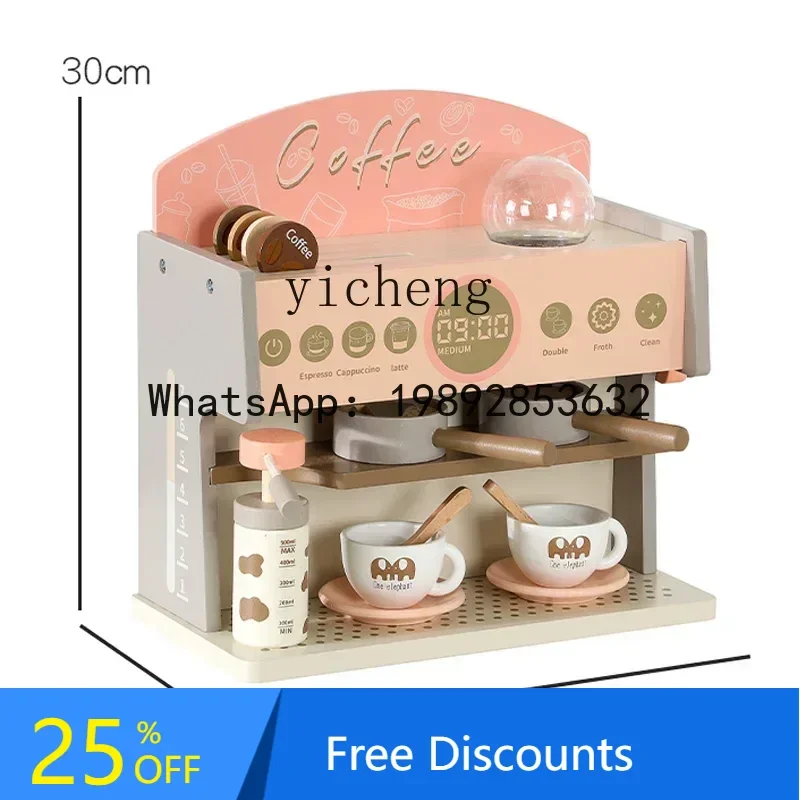AF Macchina da caffè in legno Simulazione di dessert Giocattolo Ragazza Tè pomeridiano Giochi di ruolo Cucina per bambini