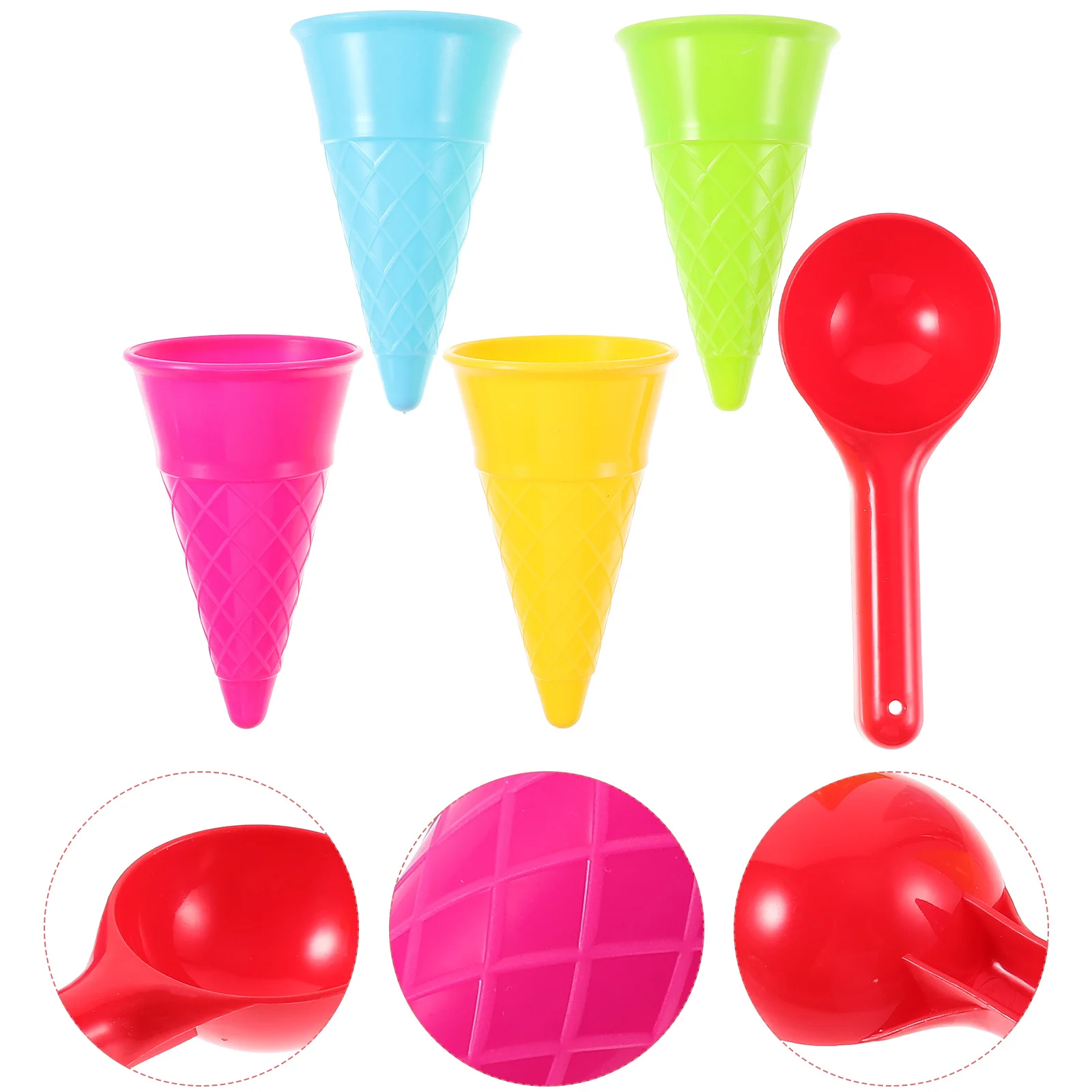 

5pcs Kids Beach Toys Ice Cream Cone Scoop Sets Beach Play Toys Children Outdoor Play(Random Color) Ice Cream Cup Toys