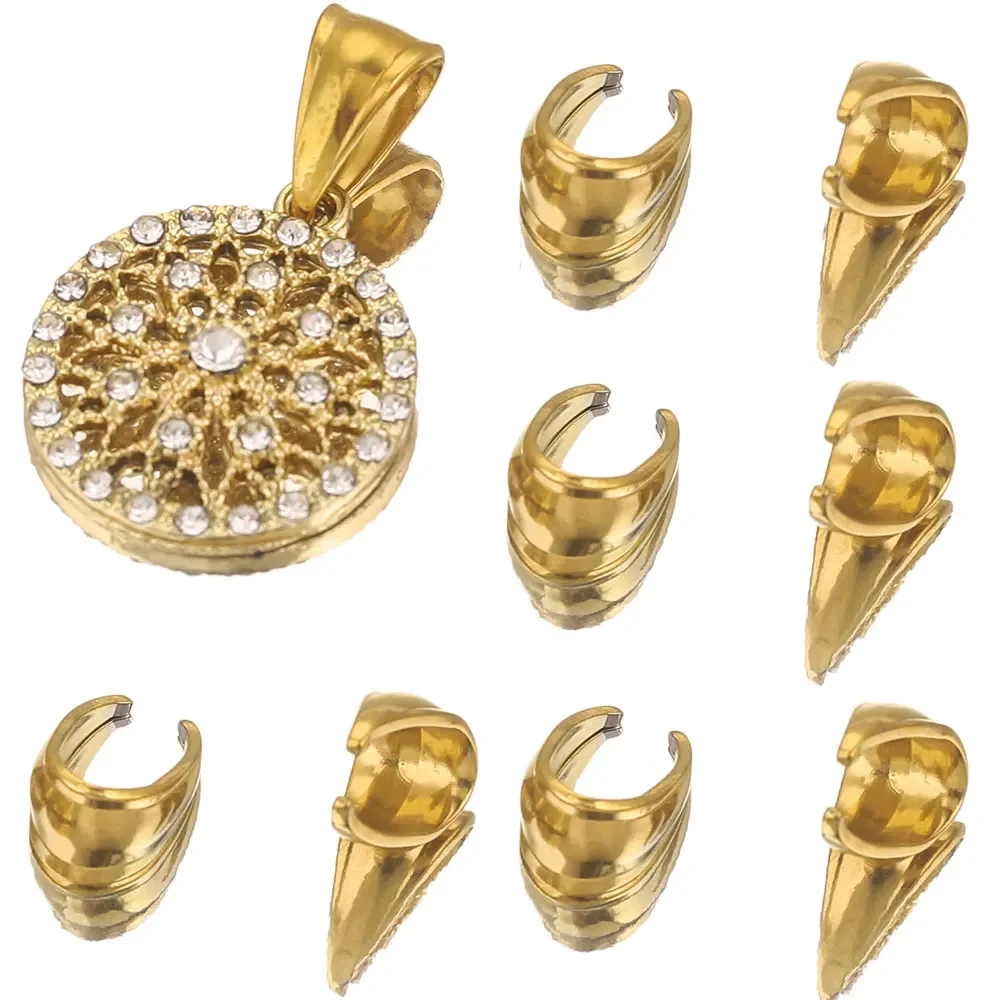 

20pcs Stainless Steel Pinch Bails Pendant Clip Connector Clasp DIY Jewelry Making Supplies Gold Color Clasps Findings Wholesale