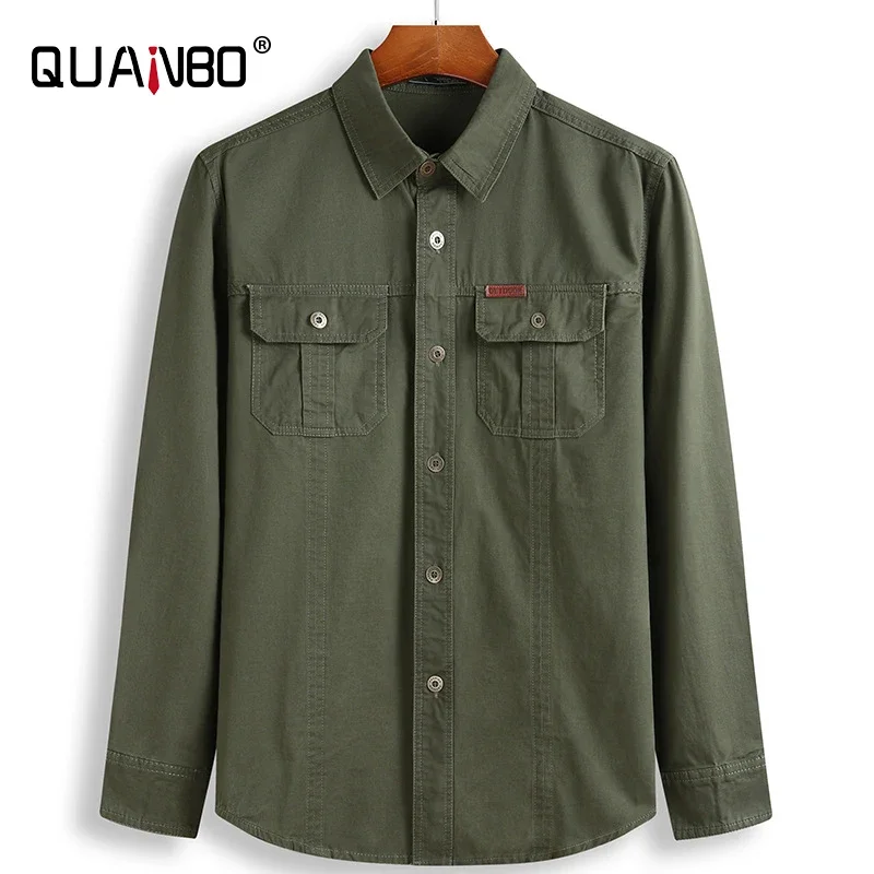 Oversized Shirt 9XL 5XL 8XL 2023 New Men\'s Regular-Fit Long-Sleeve Solid 100%Cotton Shirt Men\'s Fat Military Brand Work Shirts