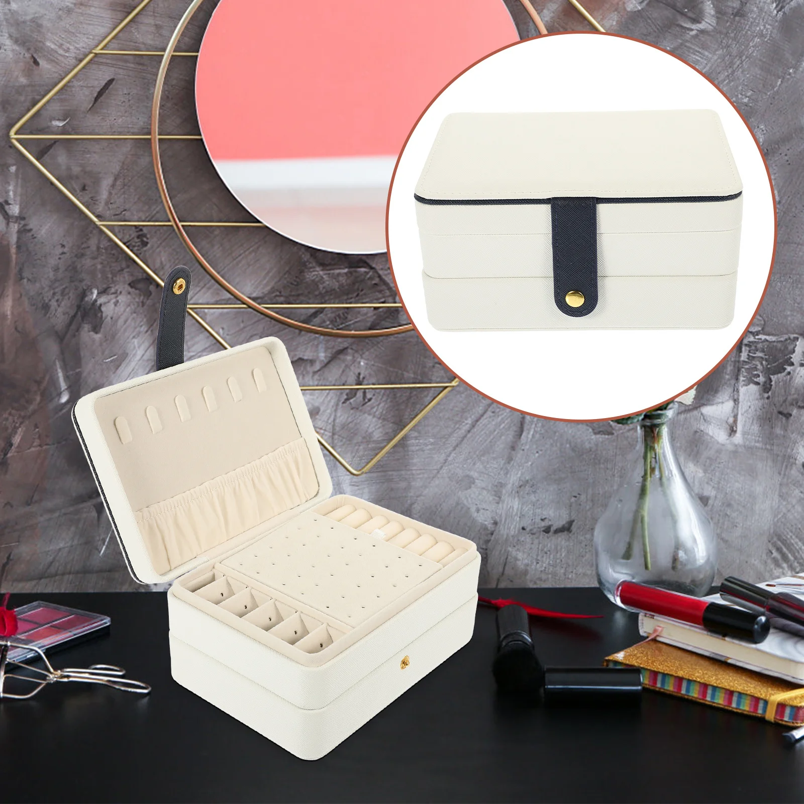 

Large Capacity Multilayer Jewelry Storage Box Portable Organizer for Necklaces Earrings Rings Simple Fashion Travel Jewelry Case
