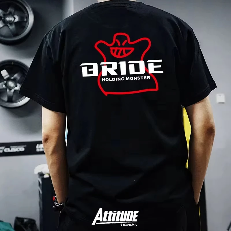2026 New JDM BRIDE Family Matching Oversized Unisex T Shirt Streetwear Monster Graphic Tee Car Culture Casual Short Sleeve Tops