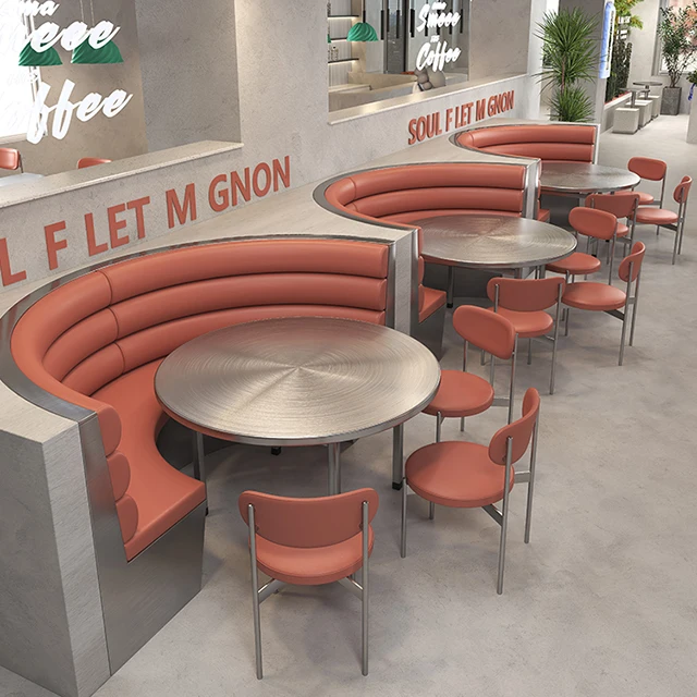 Factory Luxury Cafe Hotel Kitchen Leather Sofa Set Furniture Restaurant Curve Long Booth Seat