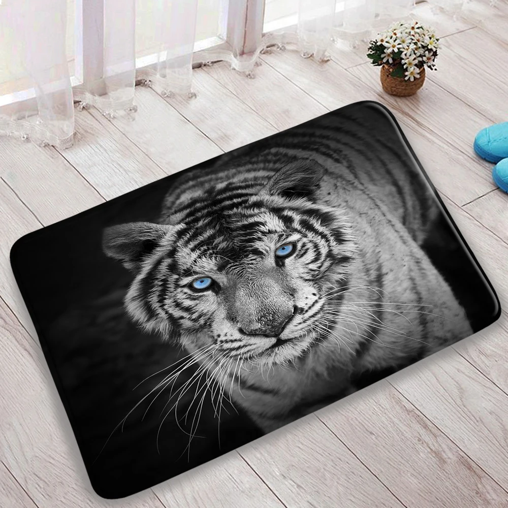 Nero bianco tigre tenda da doccia Set animale selvatico Gazing Modern Home bagno Decor tappeto tappeto antiscivolo tappetino da bagno coperchio del water