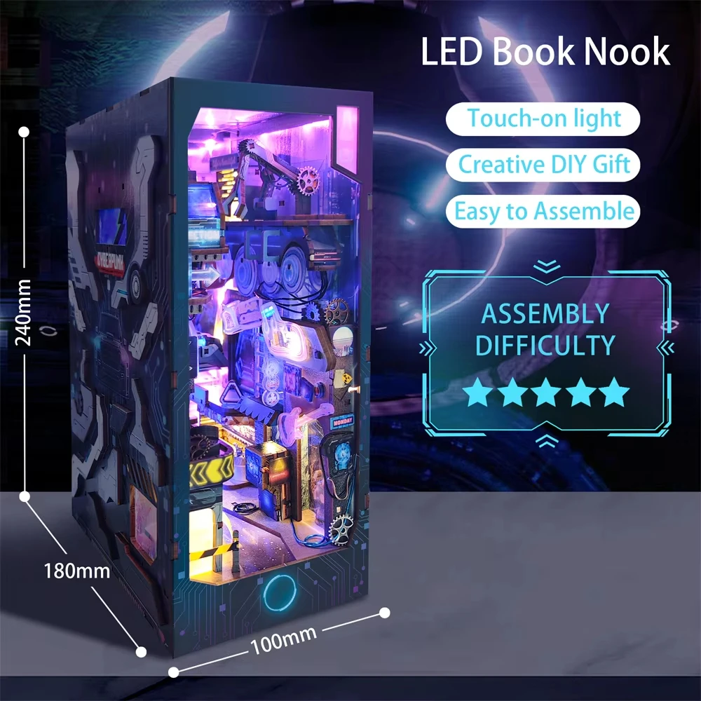 New DIY Book Nook Shelf Insert Kits Mini Dollhouse with Furniture Infinite dimensions Bookshelf Bookend For Adult Handmade Gifts