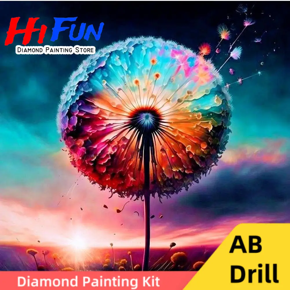 

Красочный цветок одуванчика 5d AB алмазная живопись природа любовь вышивка крестиком ручной работы декор настенный свадебный подарок