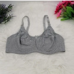 여성용 도트 심플 란제리 브래지어, 섹시한 레이스, 푸시업 브래지어, 안감 없는 면 브래지어, 플러스 사이즈 34C-46E 44D C22