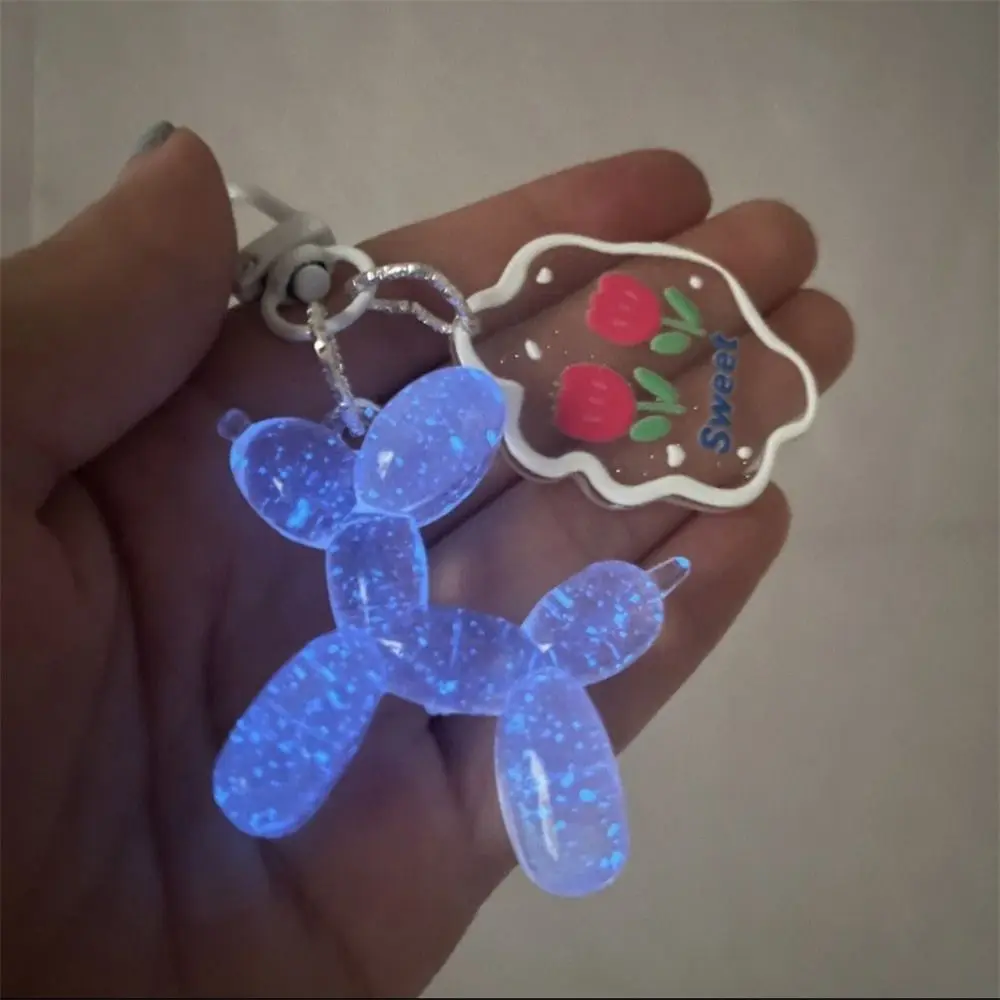 Art Trendy Luminous Balloon Puppy Keychain Small Animal Decoration Small Puppy Pendant Acrylic Colorful Dog Keyring Bags Pendant