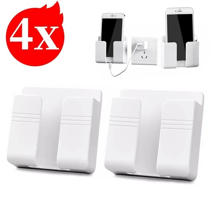 1-8 Stück Wandmontierte Handy-Aufbewahrungsbox Multifunktionaler Bohrerfreier Organizer TV-Fernbedienung DIY Handy-Stecker-Ladehalter
