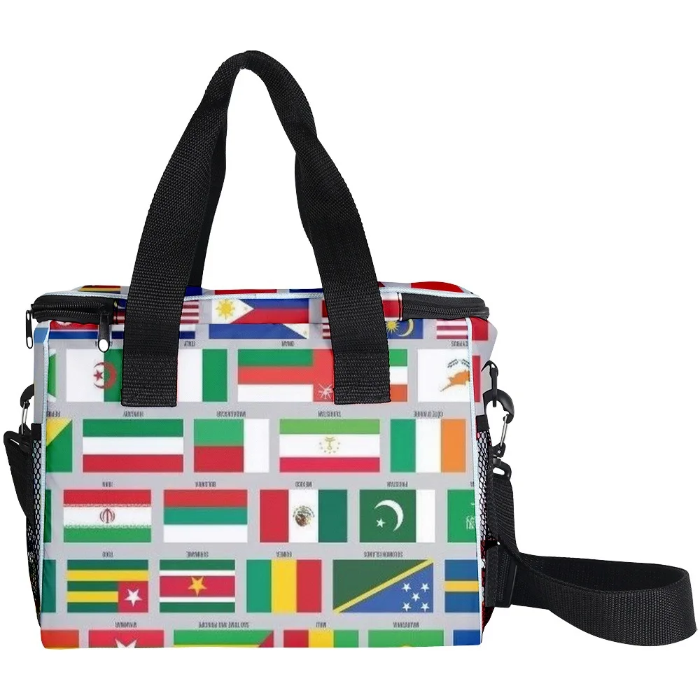 

Classic Popular Cool picnic Crossbody national flag More Big Lunch Bag 3D Print Thermal insulation Food Handbags Ice Bags