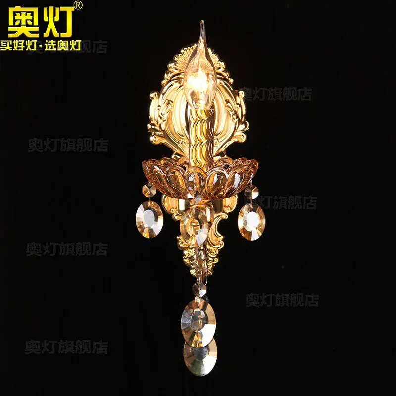 

Advanced European zinc alloy candle crystal wall lamp for bedroom bedside lamp corridor wall light E14 110V 220V