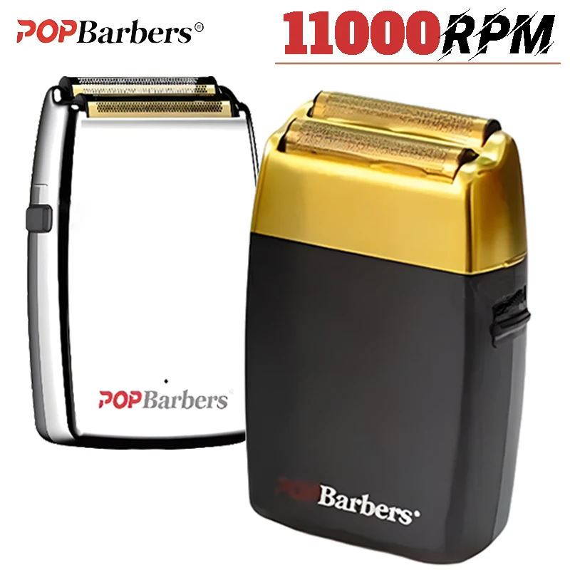 11000 RPM POP Barbers P620 Professional Electric Men's Beard Trimmer Double Foil Shaver Electric Shaver USB Hair Cutting Machine