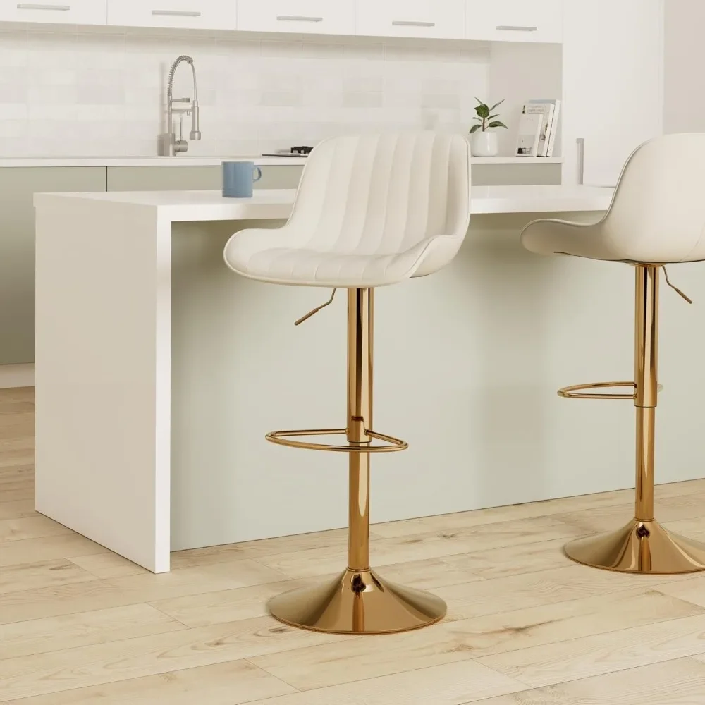 Bar Stools Set of 4, Adjustable Counter Height Barstools with Back & Footrest, Swivel Bar Stool