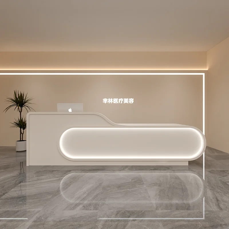 

Simple modern baking paint Dental beauty Curved bar Beauty salon checkout page Company Hotel front desk Reception counter