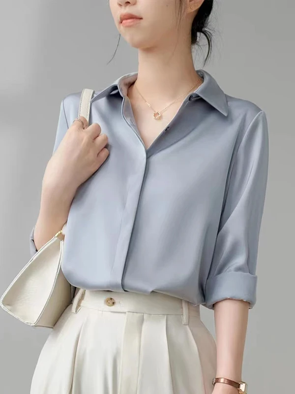 アウトレットストア シルク混紡 ロングスリーブ レディース イルト プロフェッショナル 通勤 スタイリッシュ 多用途 キャリアブラウス 春シーズン ファッション