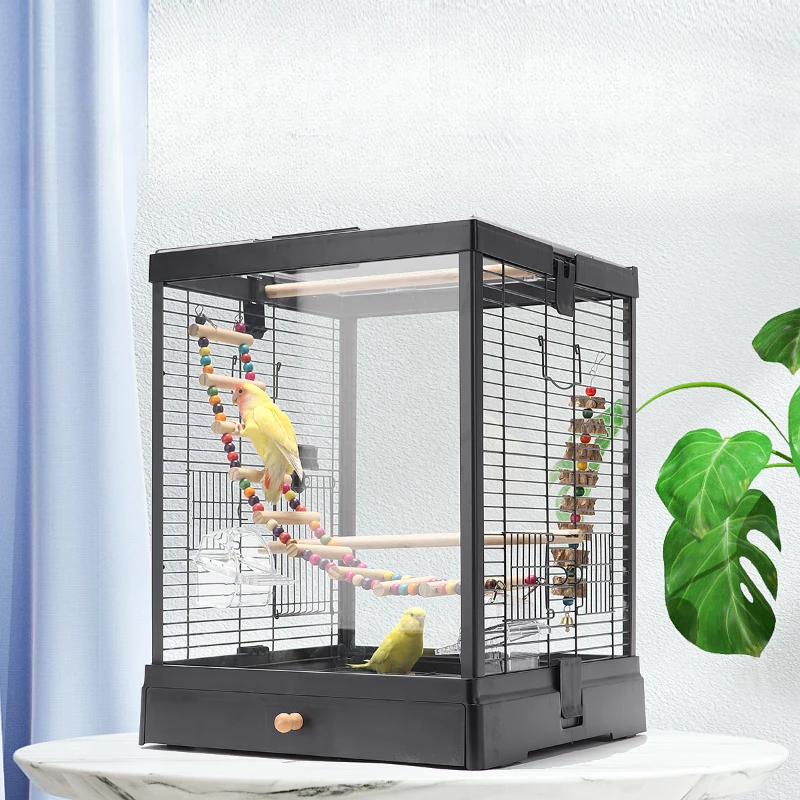 

Transparent Glass Bird Cages Budgie Breeding Outdoors Parrot Bird Cages Luxury Southe Park Vogelhaus Birds Supplies WZ50BC