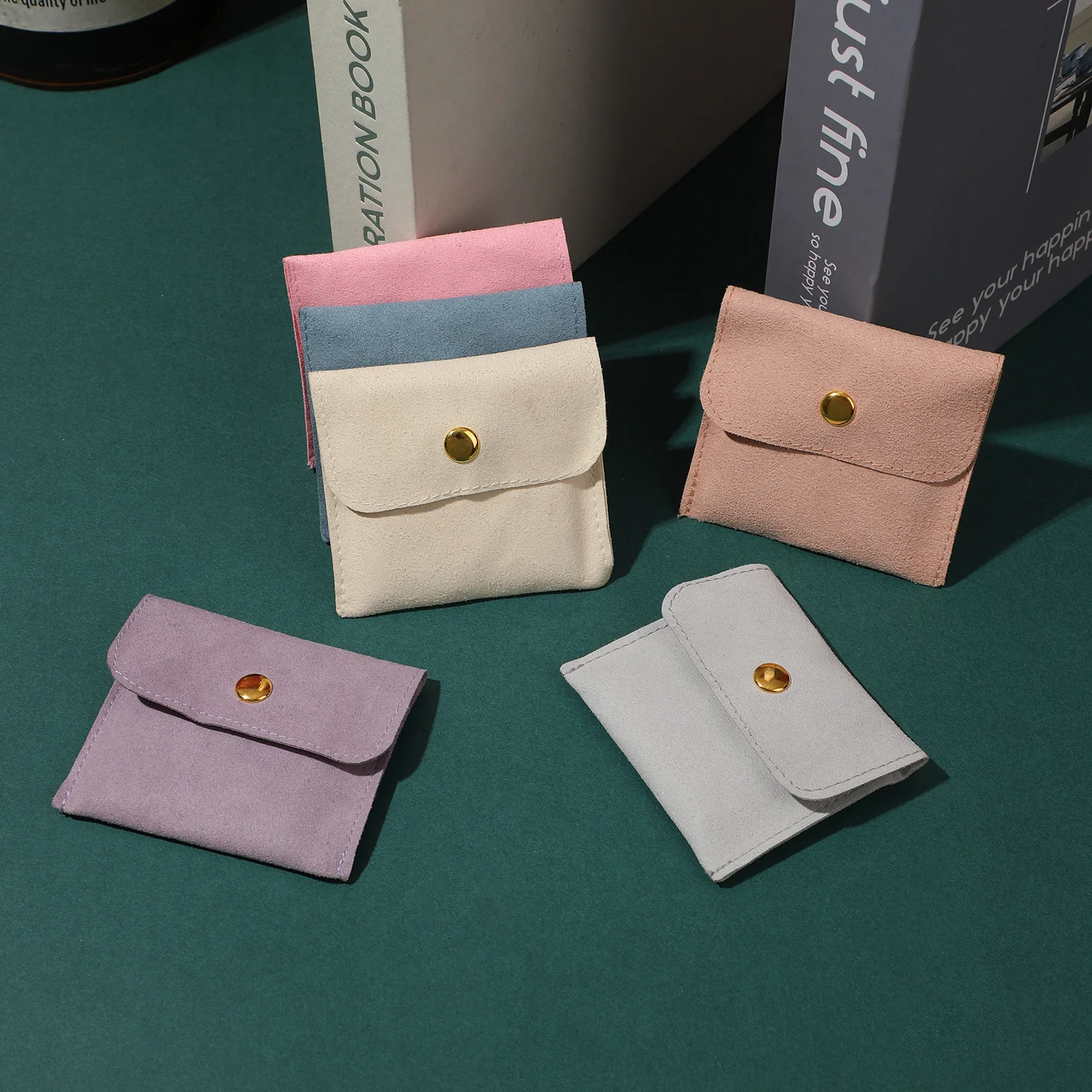 

10pcs 8×8cm Solid color Microfiber elegant jewelry bag gift bag suede jewelry gift bag belt lining can print logo