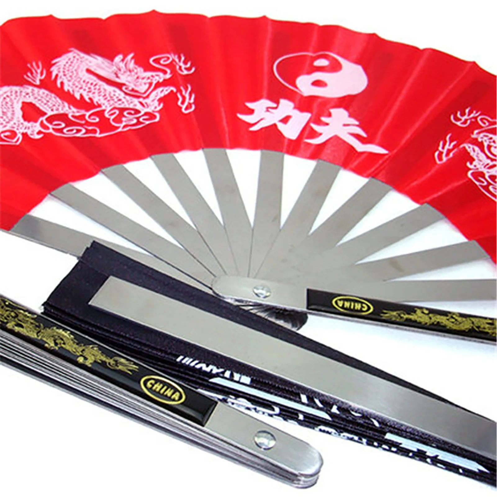 Folding Fan Chinese Kung Fu Fan Stainless Steel TaiChi Fan China Traditional Martial Arts Performance Decorate Fan Home Decor