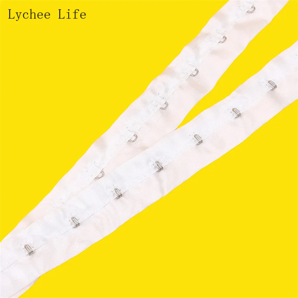 Lychee Life 1Yard Single Row Cotton Back Buckle For DIY Sewing Crafts Bra Extenders Hook Eye Tape Clothing Home Decoration