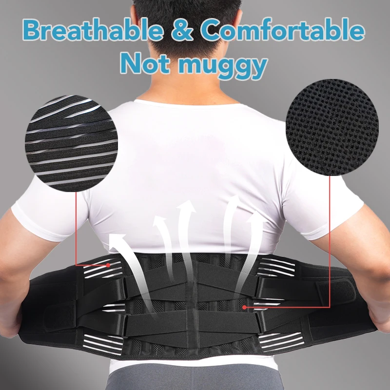 Back Braces for Lower Back Pain Relief with 6 Stays Breathable Back Support Belt Anti-skid Lumbar Support Belt with for Sciatica