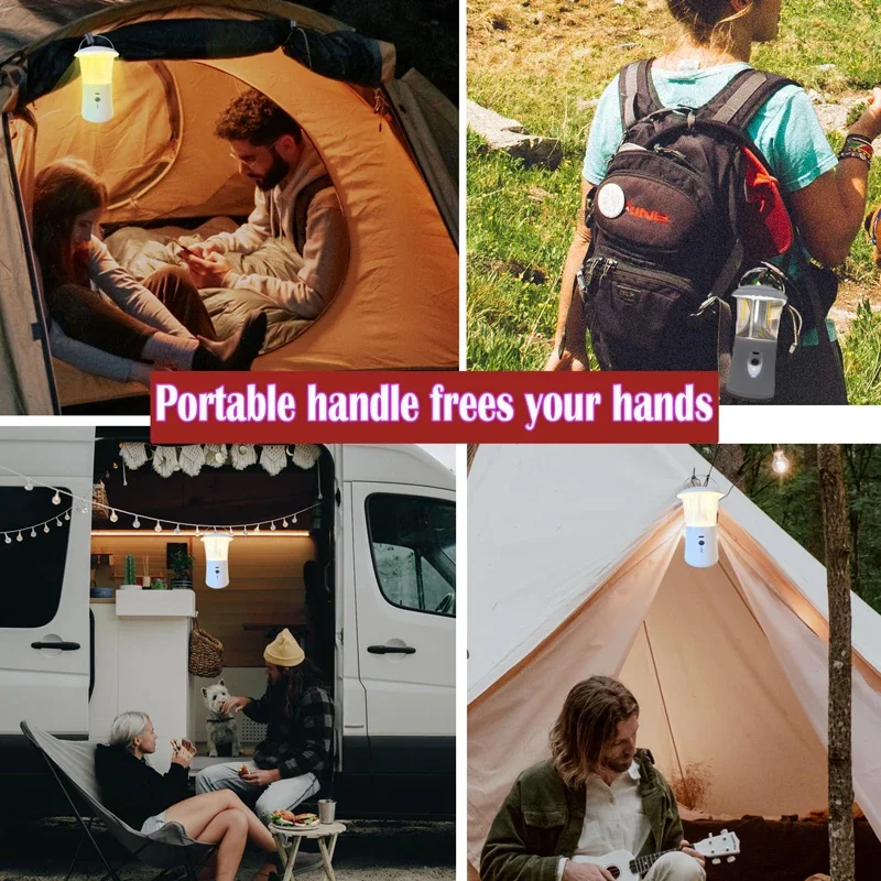 فانوس تخييم قابل لإعادة الشحن، 200LM 360 °   مصباح خيمة LED مع 3 أوضاع تعتيم ستبليس، ضوء طوارئ محمول قابل للطي بقدرة 1200 مللي أمبير في الساعة