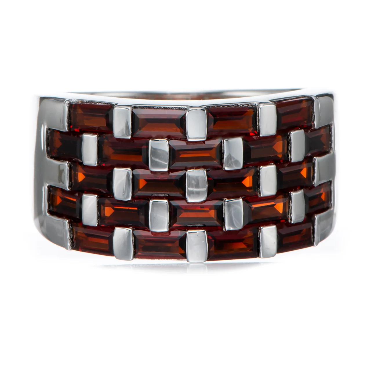 

Garnet Rhodium Over Sterling Silver Ring