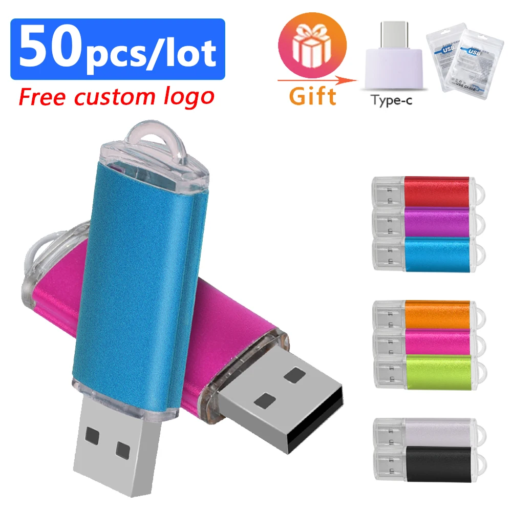 

50pcs/lot Usb Flash Drive2.0 Colorful Pen Drive Free Inscripción 4GB 8GB 16GB USB Key Flash Memoria Stick 32GB 64GB Gifts Usb