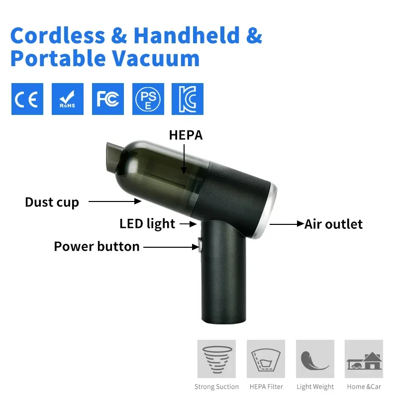 Portable household vacuum cleaner Small handheld car vacuum cleaner Dry and wet USB charging car vacuum cleaner Mini vac Cleaner