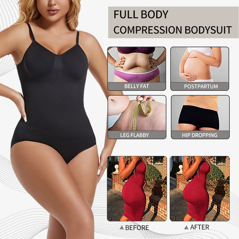 Backless Bodysuit Shapewear Women Camis Tank Top Tummy Control Body Shaper Thongs Briefs Underwear Slimming Waist Trainer