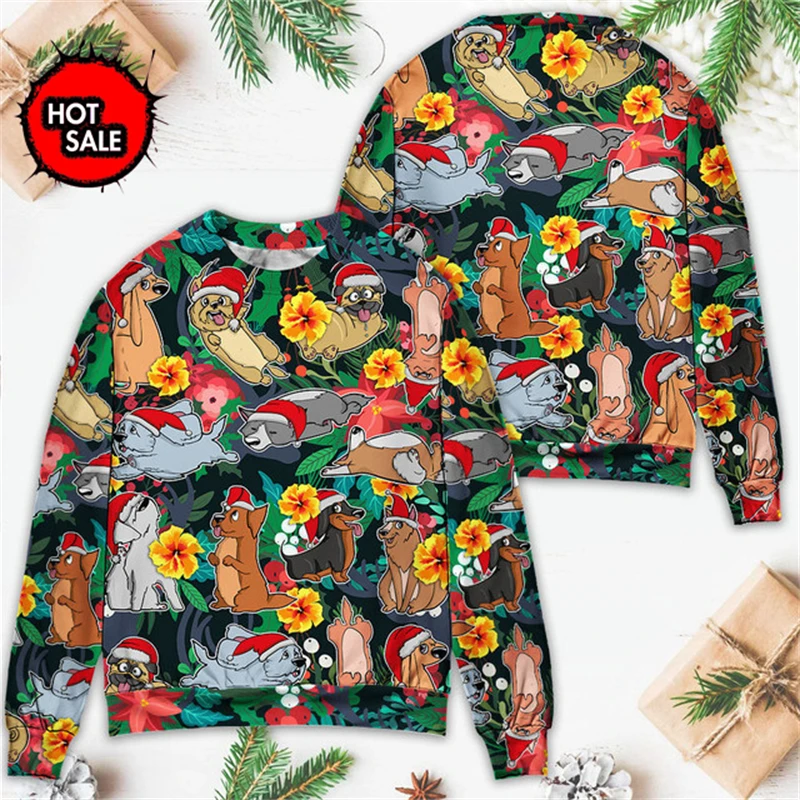 New Men's Crew Neck Sweaters Hot Sale Santa Claus 3D Ugly Christmas Sweater Men Women Autumn Pullovers Chilren Tops Sweatshirts