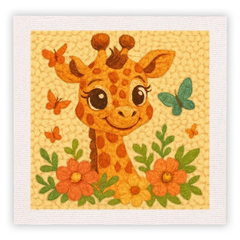 

Embroidery Punch Needle Kit 25*25cm Cute Animal Design with Embroidery Frame Perfect Gift for Adults Beginners for Home Decor