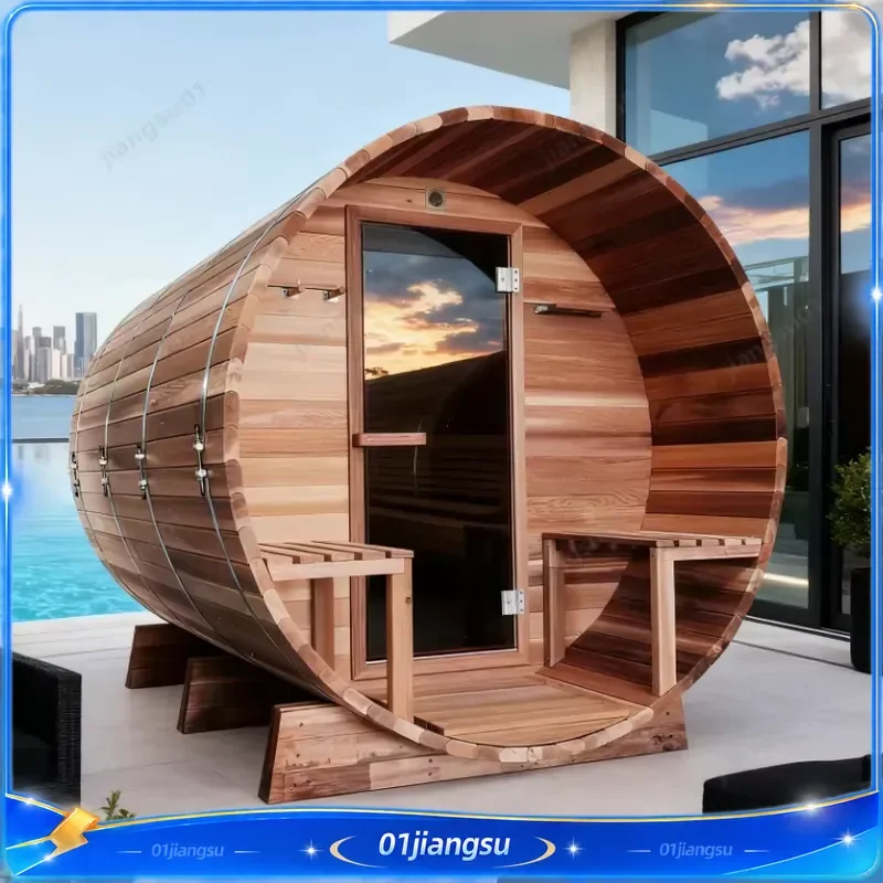 Wholesale Full View Outdoor Sauna Room Canadian Cedar Spruce Steam Bath Cabin CE Certified Commercial Home Use Infrared