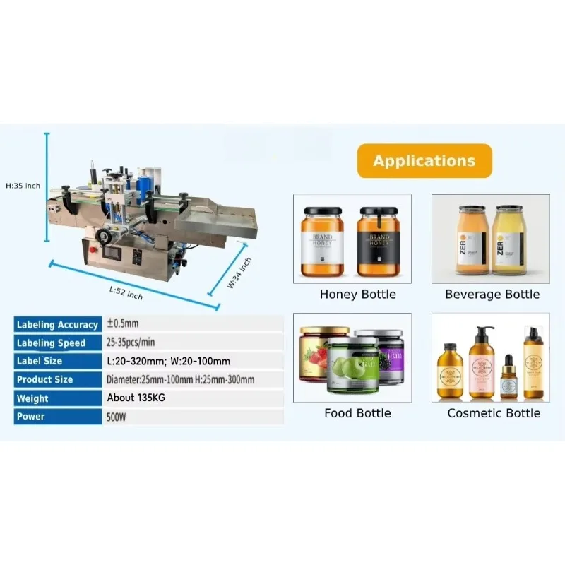 High Quality Automatic Plastic Bottle Labeling Machine for Round Bottle Jar Can Package Customized