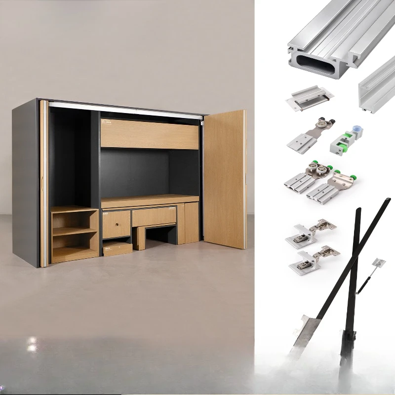 

Wardrobe folding swing door track retractable hidden cabinet pocket door accessories