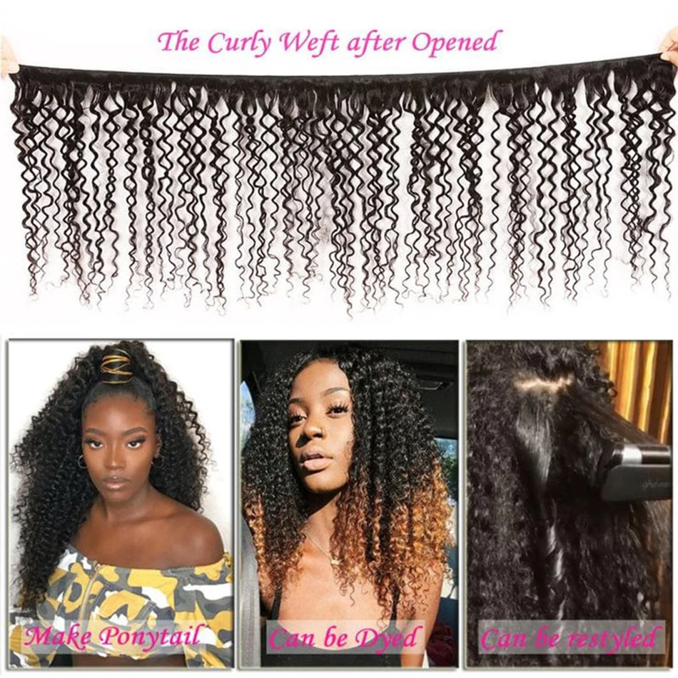 Mongolian Kinky Curly Human Hair Bundles Wholesale 1/3/4 Pieces Natural Hair Extensions Topper Woman Human Hair Free Shipping