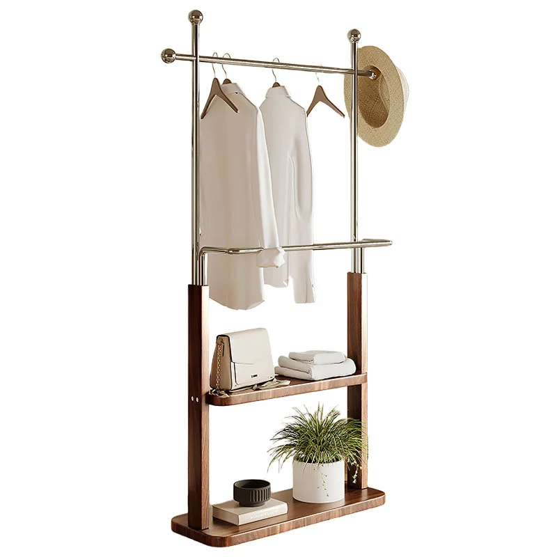 

Medieval Coat Rack Floor-to-ceiling Bedroom Multifunctional Hanging Clothes Rack Indoor Household Stainless Steel Light Luxury