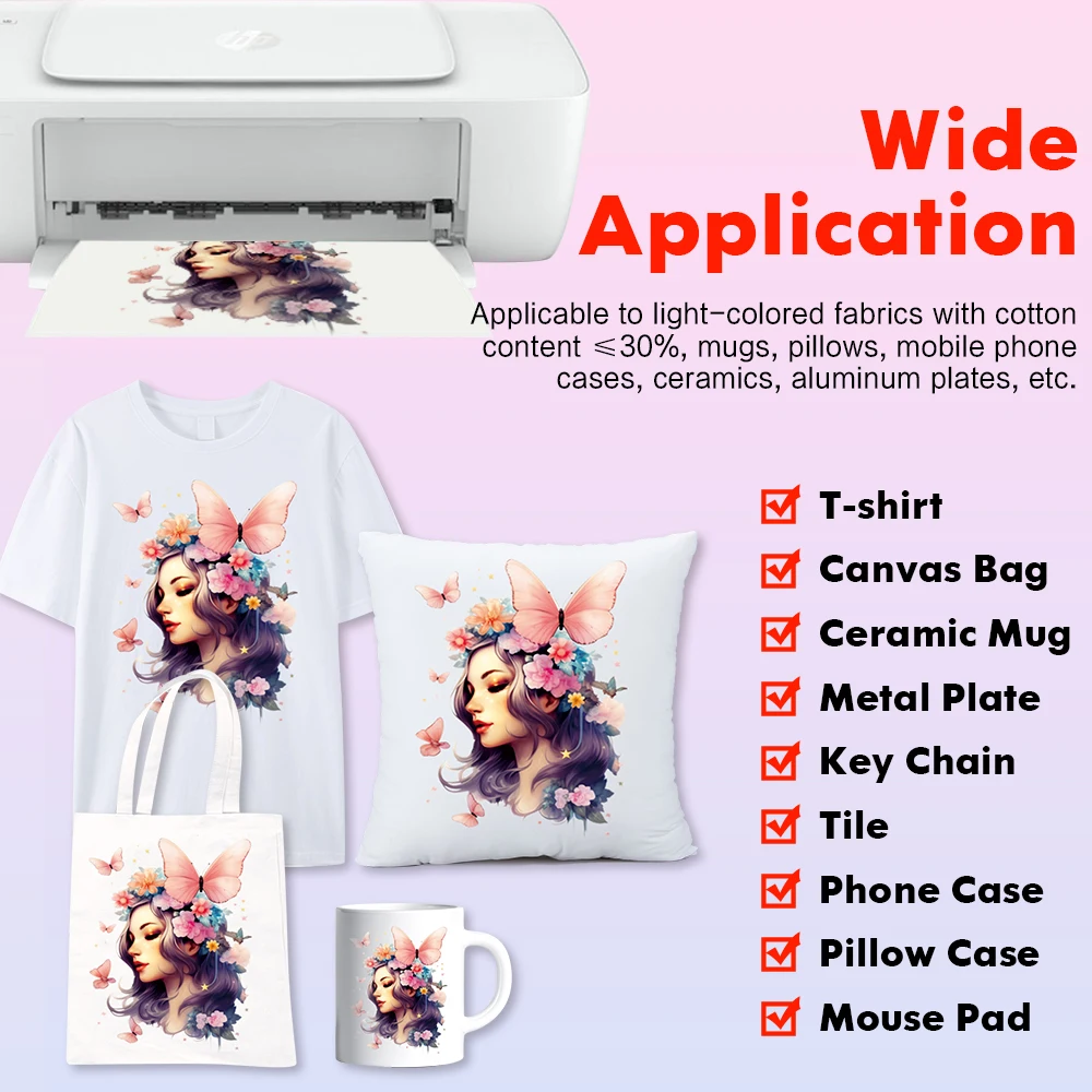 100 sheets of A4 transfer special sublimation paper, high transfer rate fast drying type, suitable for DIY clothing, etc