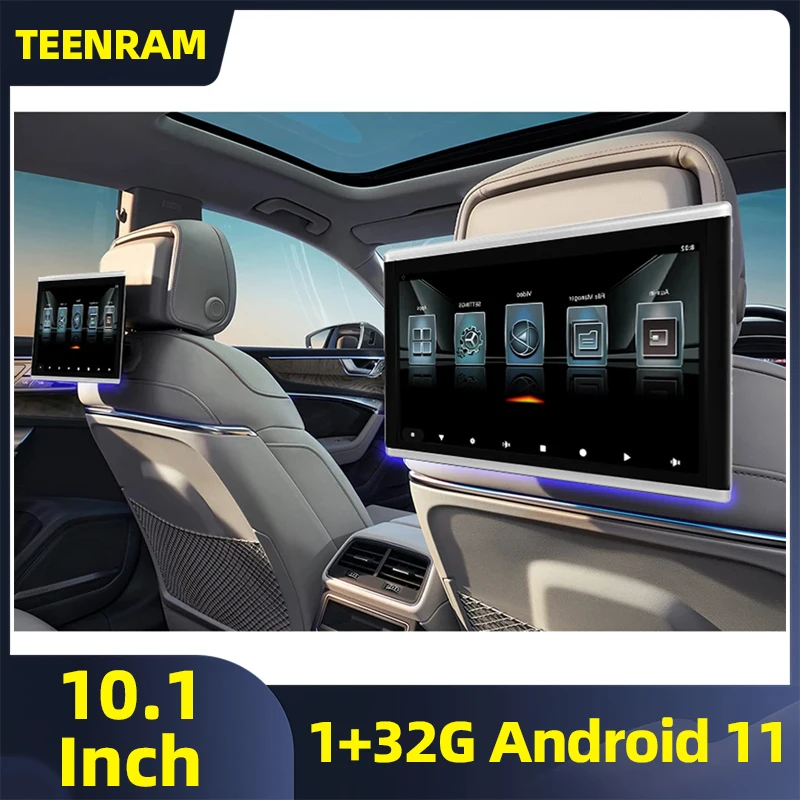 TEENRAM para todos los coches Universal 10,1 "nuevo reposacabezas de coche IPS Play Monitor Android 11 pantalla táctil Monitor de TV 1080P