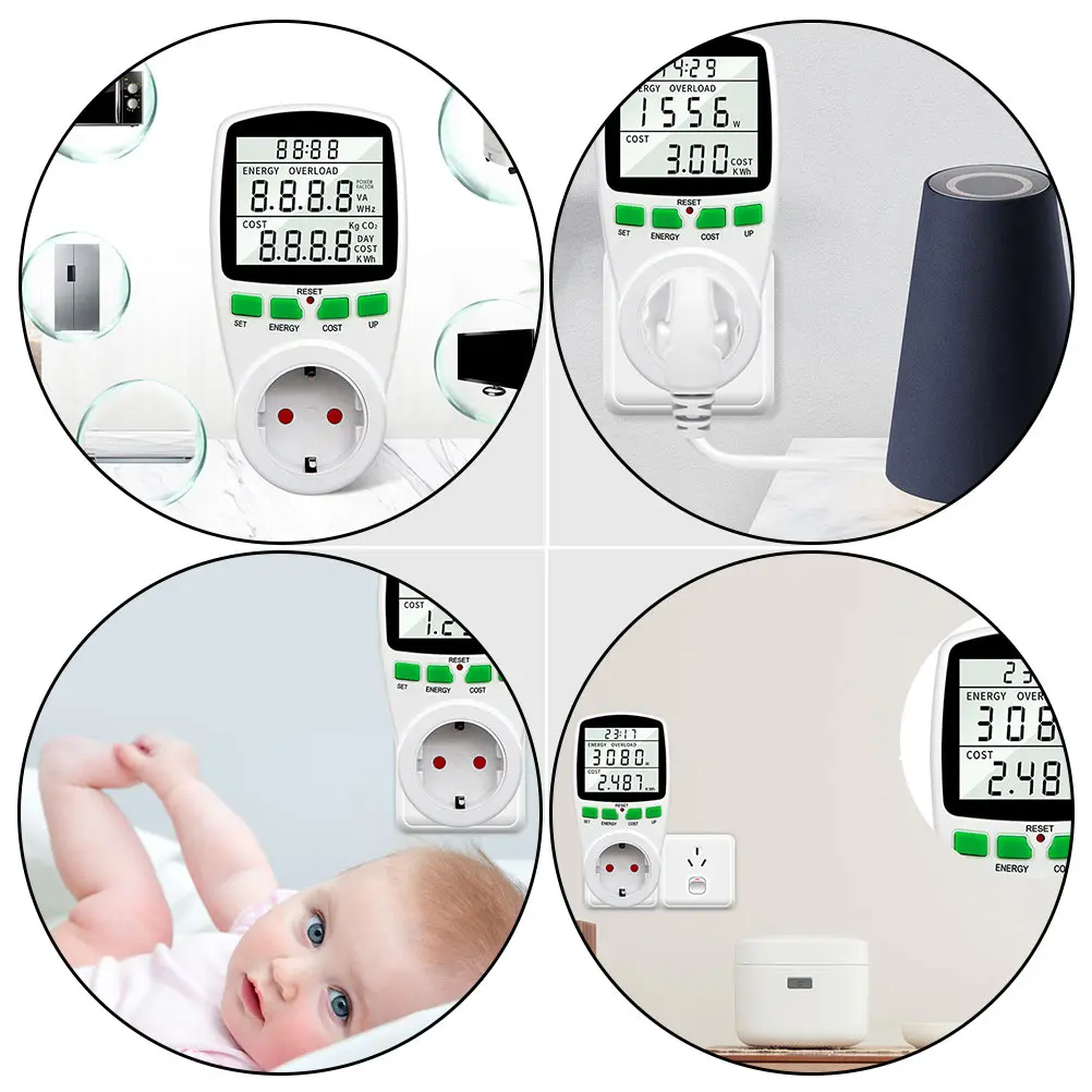 

Digital Power Meter Socket Large LCD for Electricity Usage Monitor Plug Watt Analyzer Energy Voltage Amps Power Consumption