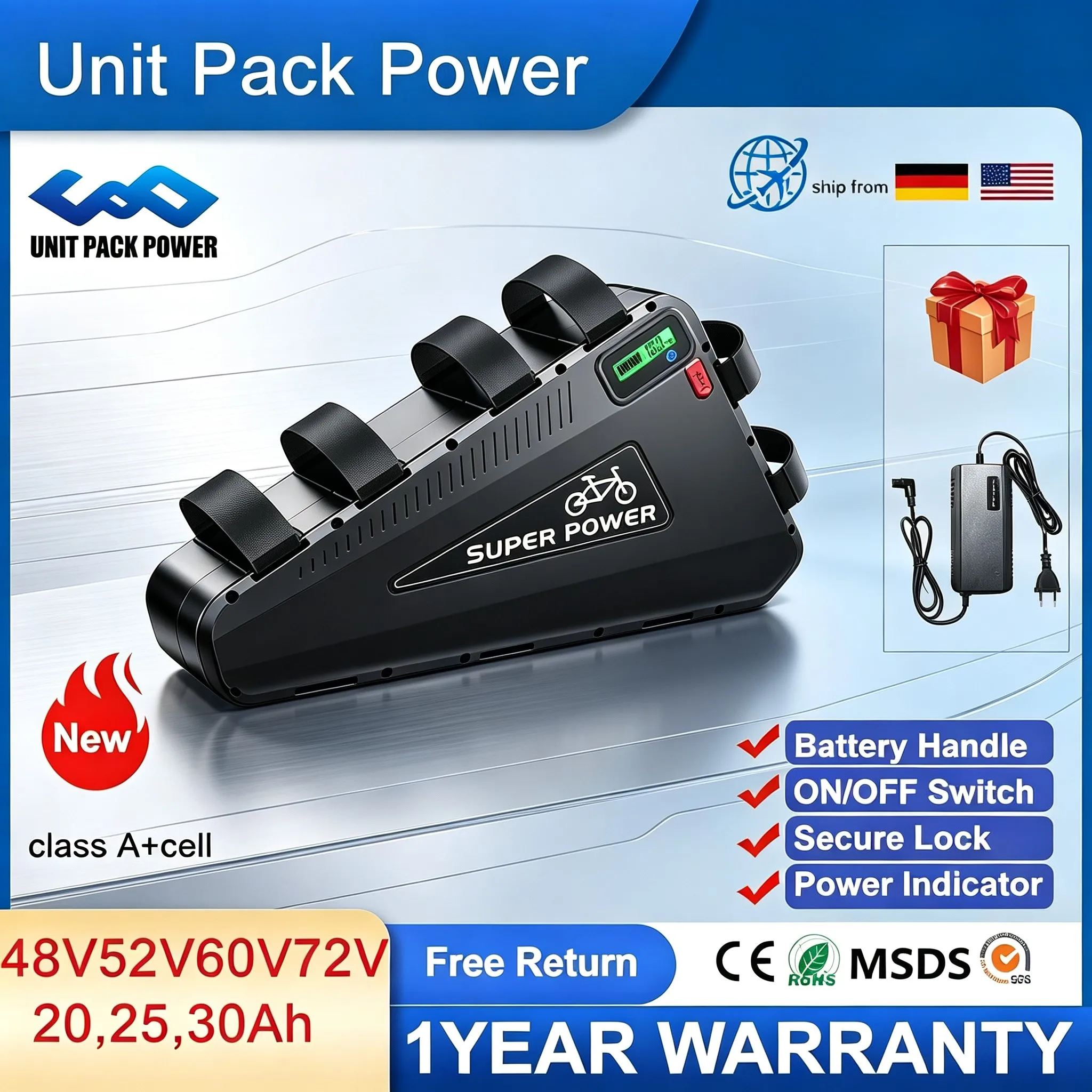 Ebike Battery 52V 20Ah Triangle Pack - Triangle Hailong E-Bike Akku, Triangle Frame