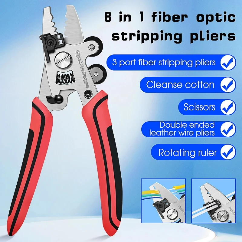 ZSQ-08 FTTH 8 in 1 Fiber Optic Stripping Pliers Optical Fiber Wire Stripper Multifunctional Fiber Optic Stripping Tool